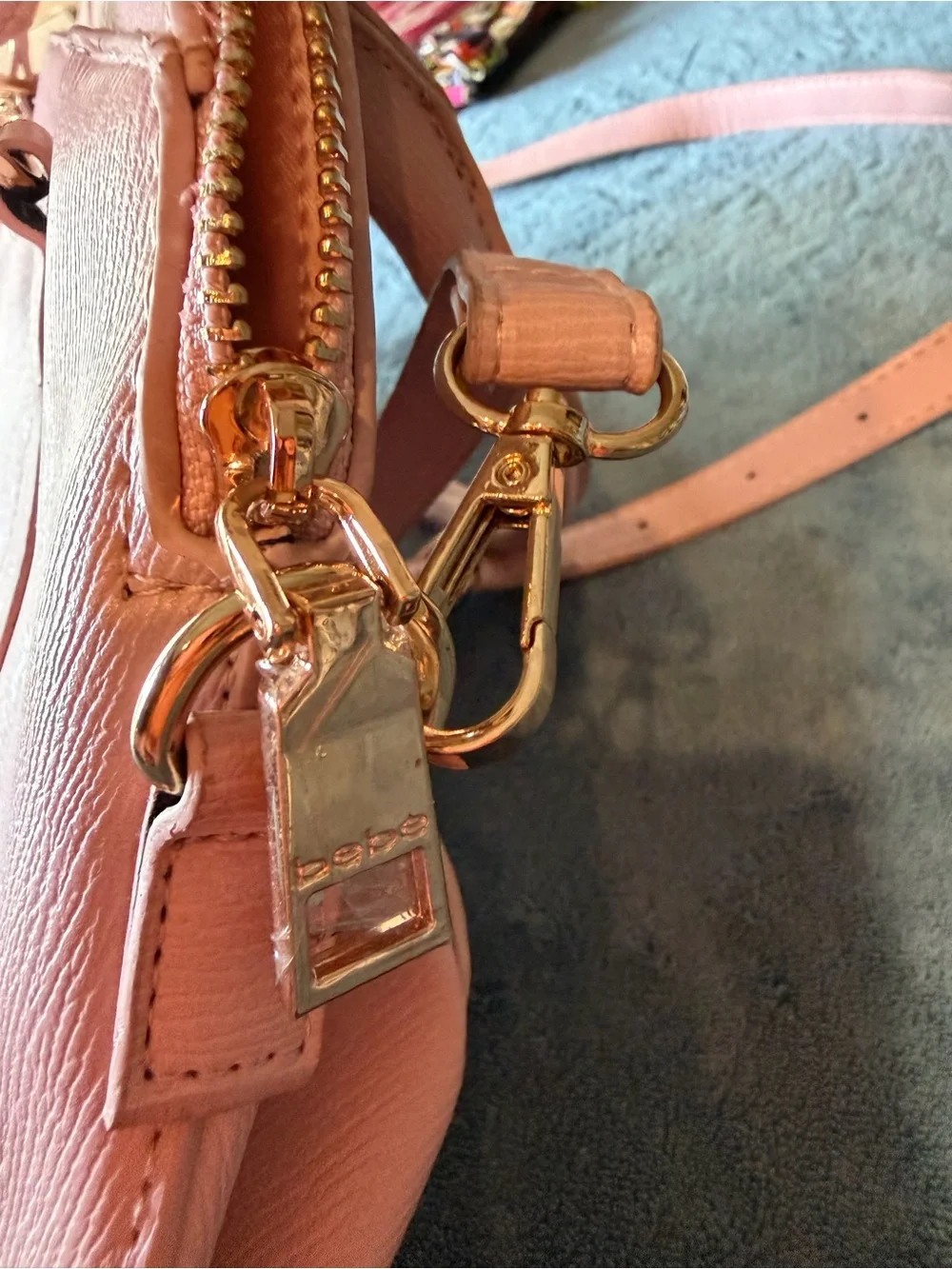 bebe Blush Pink Dome Satchel with Gold Hardware